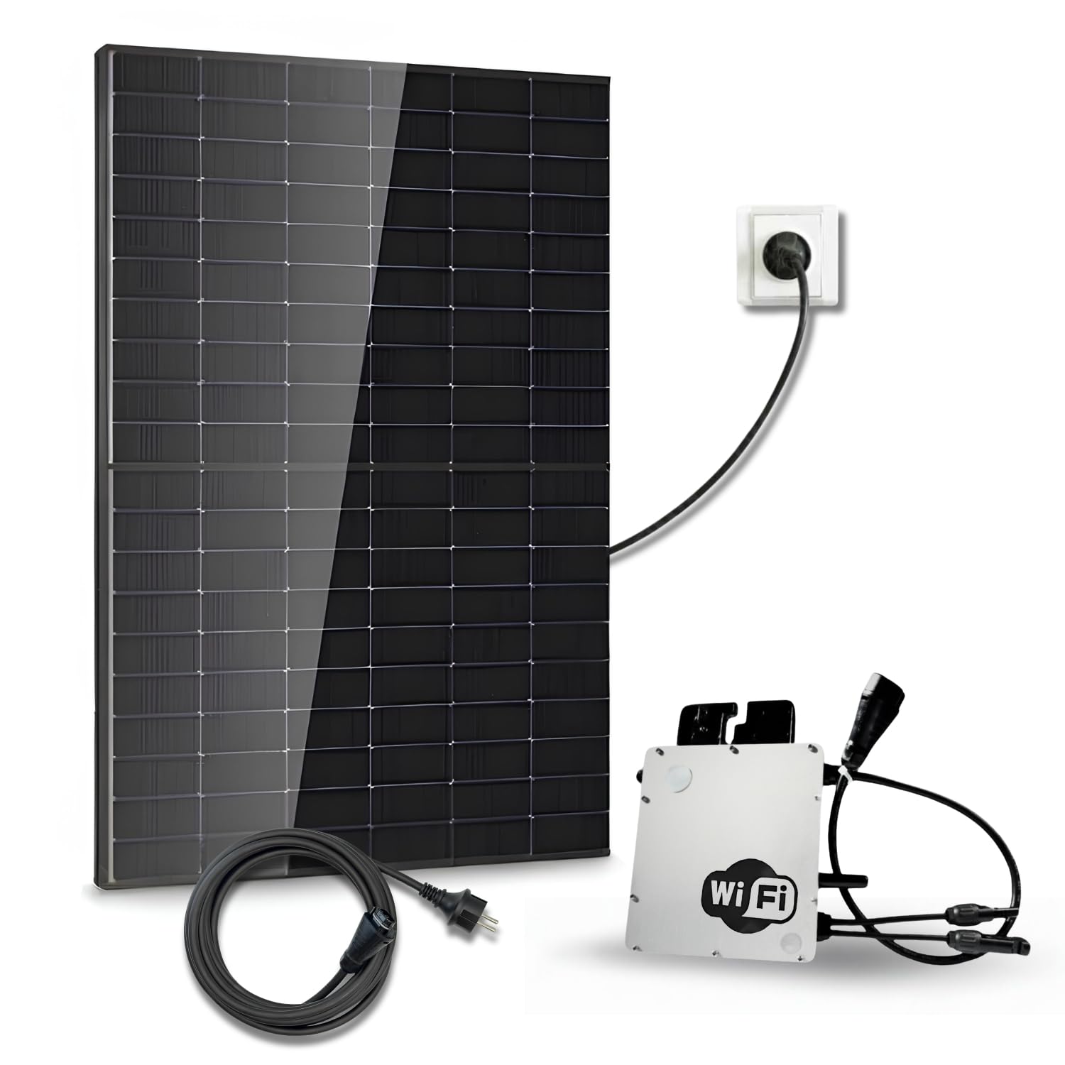 Kit Solaire 455Wc DMEGC – 1 Panneau Photovoltaïque Bifacial Bi-verre – Micro-onduleur HMS-500W-1T Wi-Fi – Plug & Play