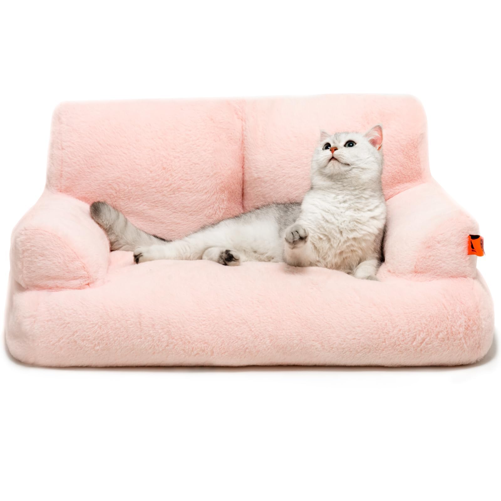 MEWOOFUN Cama para gatos mullida y suave, sofá cama para gatos para perros medianos y pequeños, bonita cama para gatos con parte inferior antideslizante (rosa)