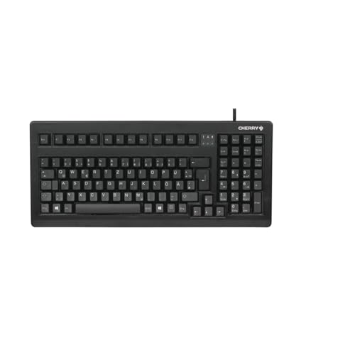 CHERRY G80-1800, Kompakte Mechanische Tastatur für Industrieanwendungen, Deutsches Layout (QWERTZ), Kabelgebunden (USB & PS/2), MX Black Switches, Schwarz