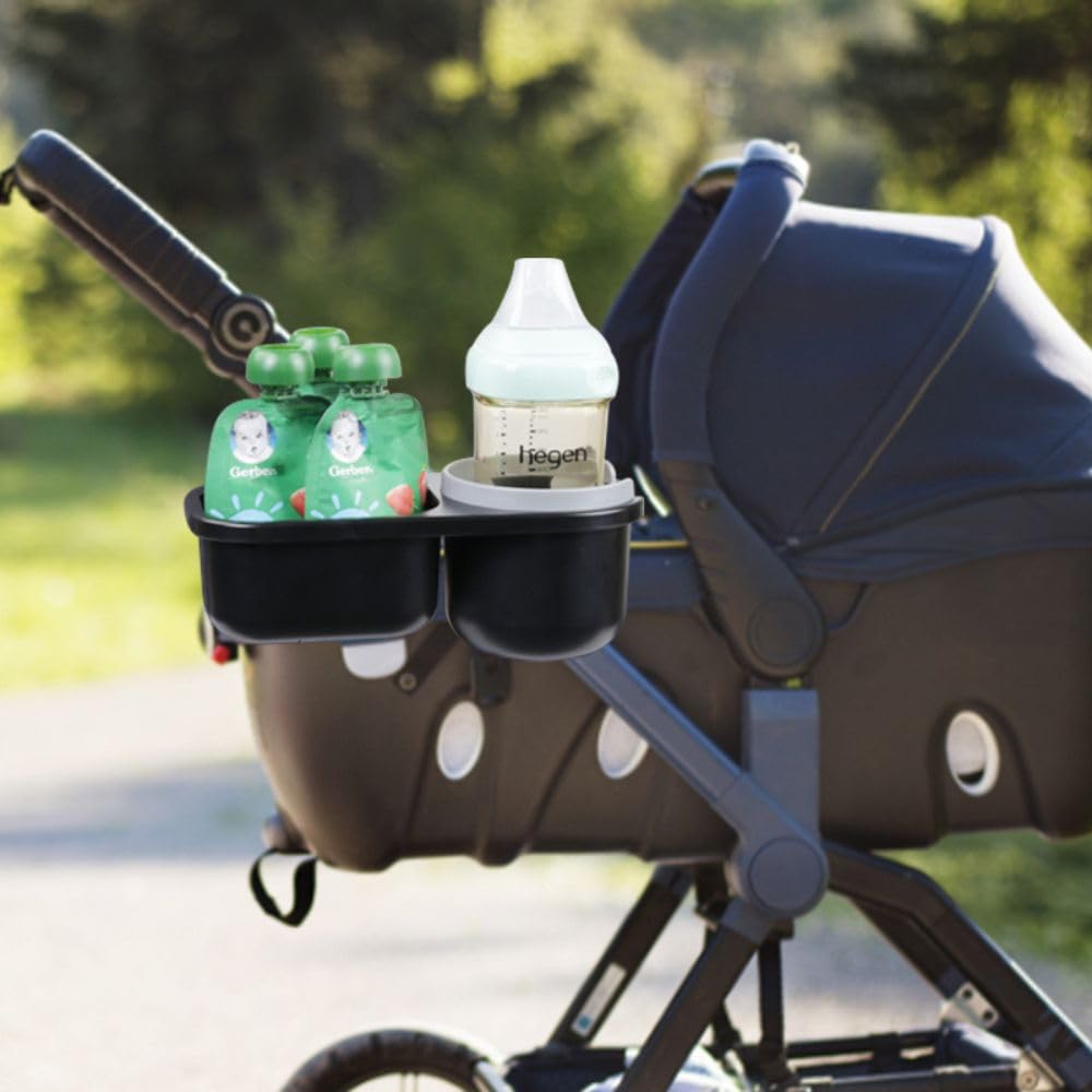 Universelles Snacktablett mit Kinderwagen-Becherhalter, Snacktablett für Kinderwagen, Tablett-Aufsatz und Becherhalter als Kinderwagen-Zubehör