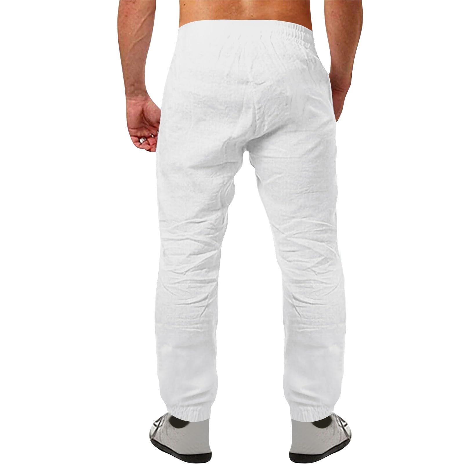 Men Linen Beach Pants Summer Vacation Elastic Waist Yoga Pants with Pockets Lightweight Casual Cover Up Linen Joggers 2025 Beach Outfits for Men Loose Fit Jogger Pant Outdoor Pant Streetwear