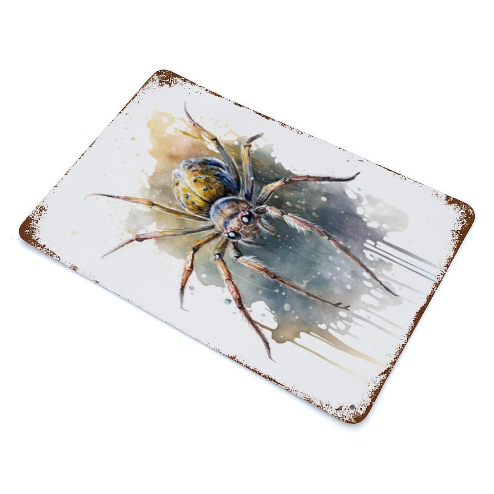 Spider Aged Metal Wall Plaque 11.8"x7.9", Industrial Home Decor for Pub, Kitchen And Man Cave Decor