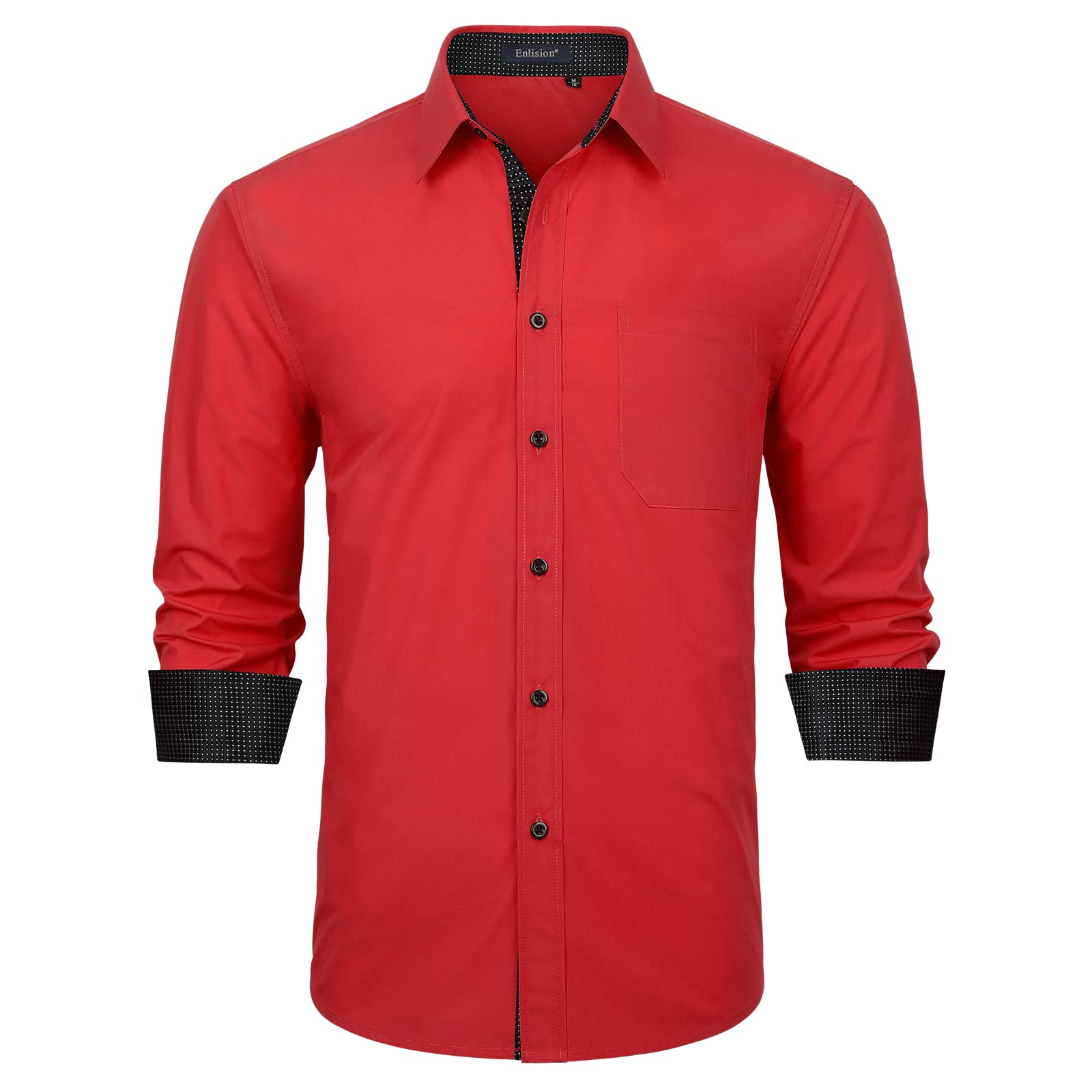 Enlision Camisa Hombre de Vestir Manga Larga Camisas Formales Boda Elegantes Camisa Casual Regular Fit con Bolsillo