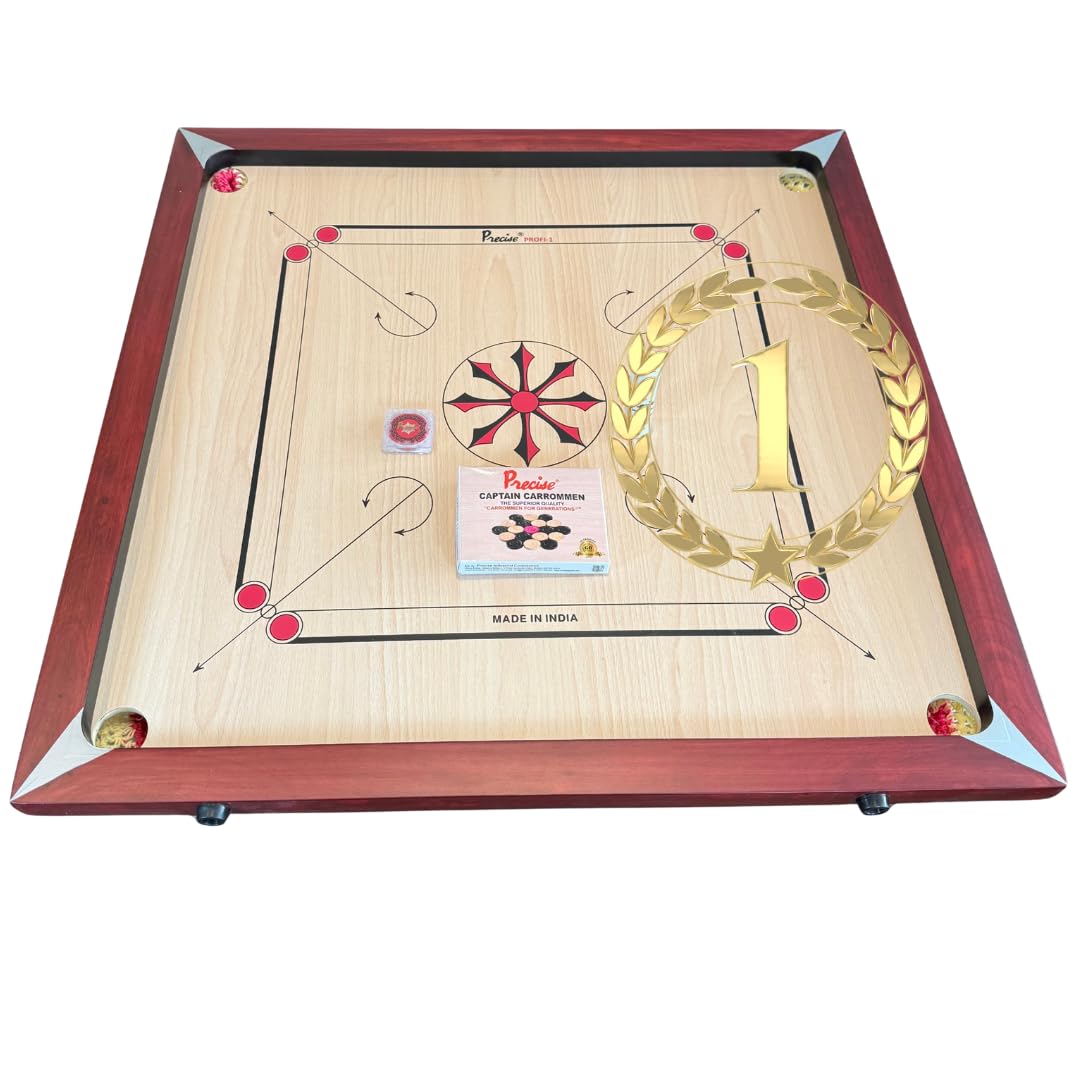 Gioco Carrom, Carrom, Carrom Nelle Misure Ufficiali – India Made – Legno Duro Kikar – Completo Di Pietre E Polvere – In Borsa