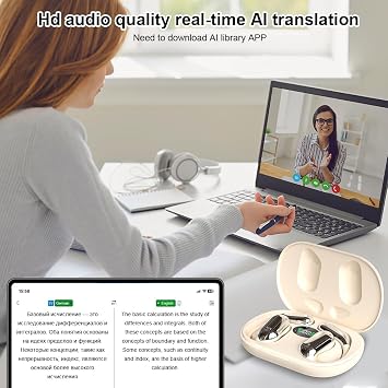 Wireless BT Translation Earbuds Real Time 144 Languages Language Translator Earbuds Ai Translating Earbuds Headphones for Travel Business Learning