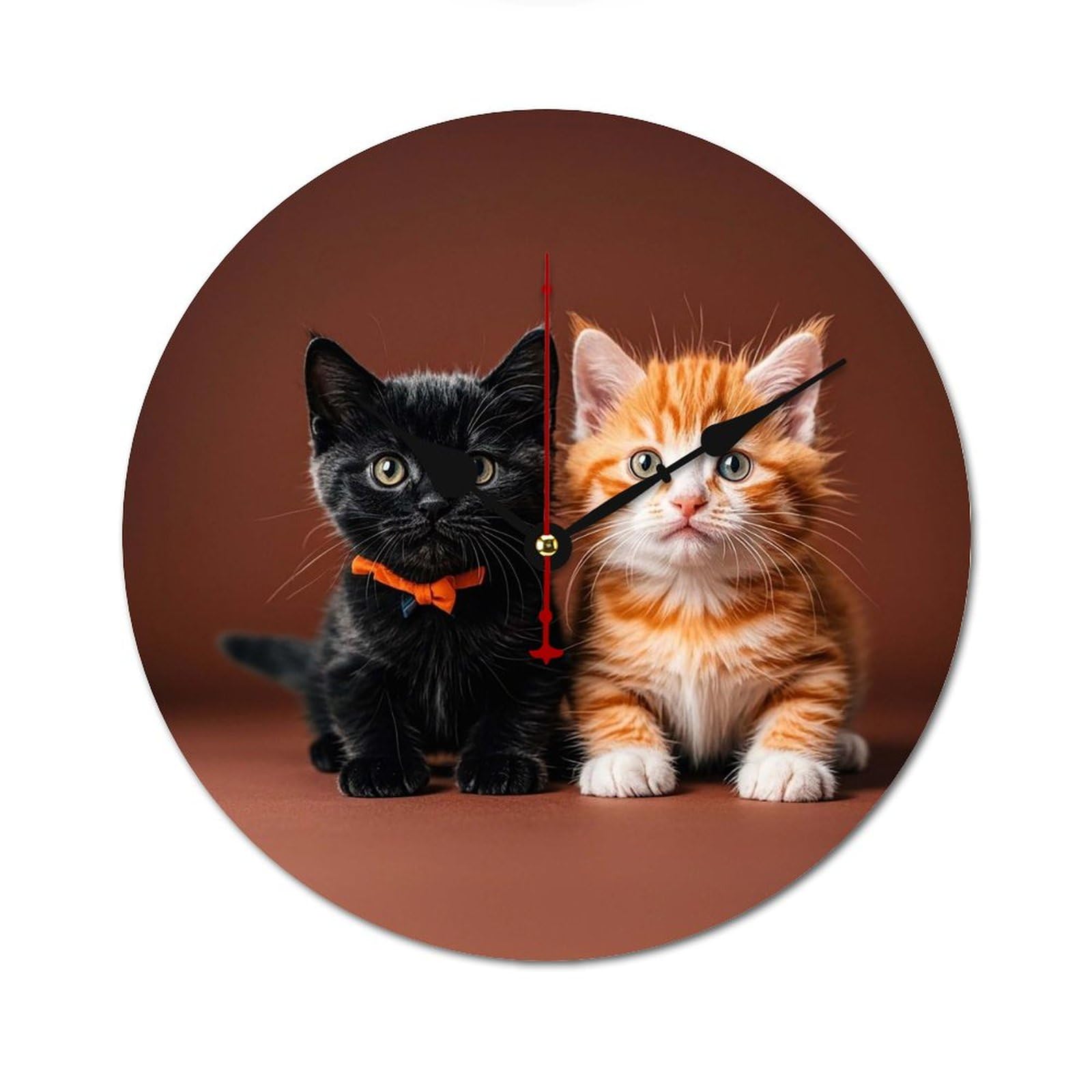 Horloge murale bois chaton mignon idée cadeau originale pour amoureux des chats