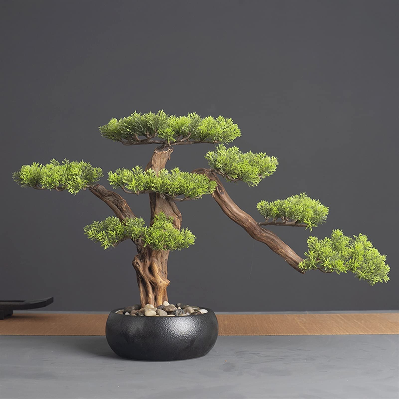 WOTZOV Artificial Bonsai Plant 14.2In. Cedar Bonsai Plant Faux Bonsai Tree Simulation Potted Plant Diy Decorative Bonsai Pot For Home, Office, Shop Artificial Bonsai Tree