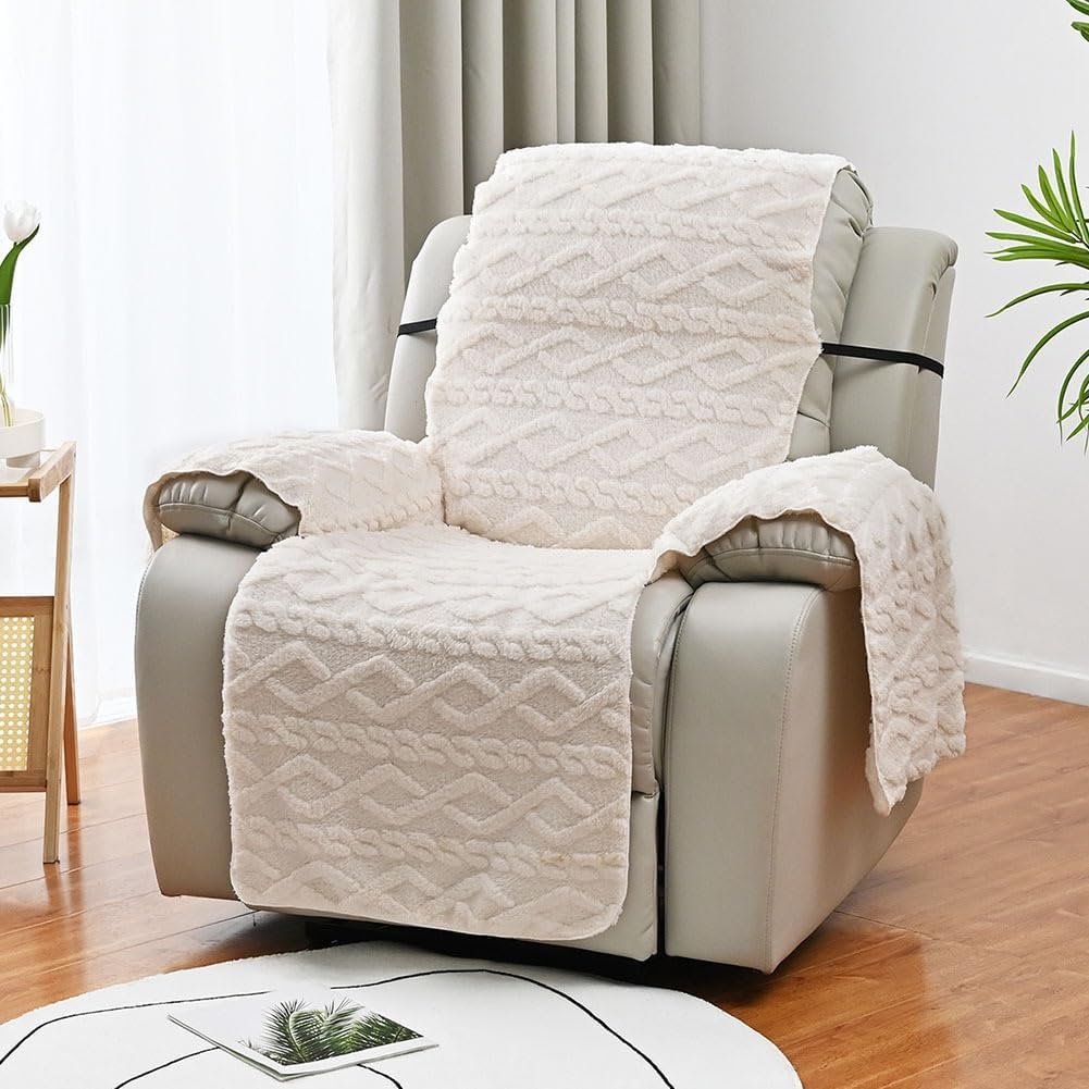 Konsilsa Thick Plus Velvet Recliner & Massage Chair 1 Seat Slipcover Set Furniture Protector for Cushions, Perfect for Couch Recliners & Armchairs (Color : A)