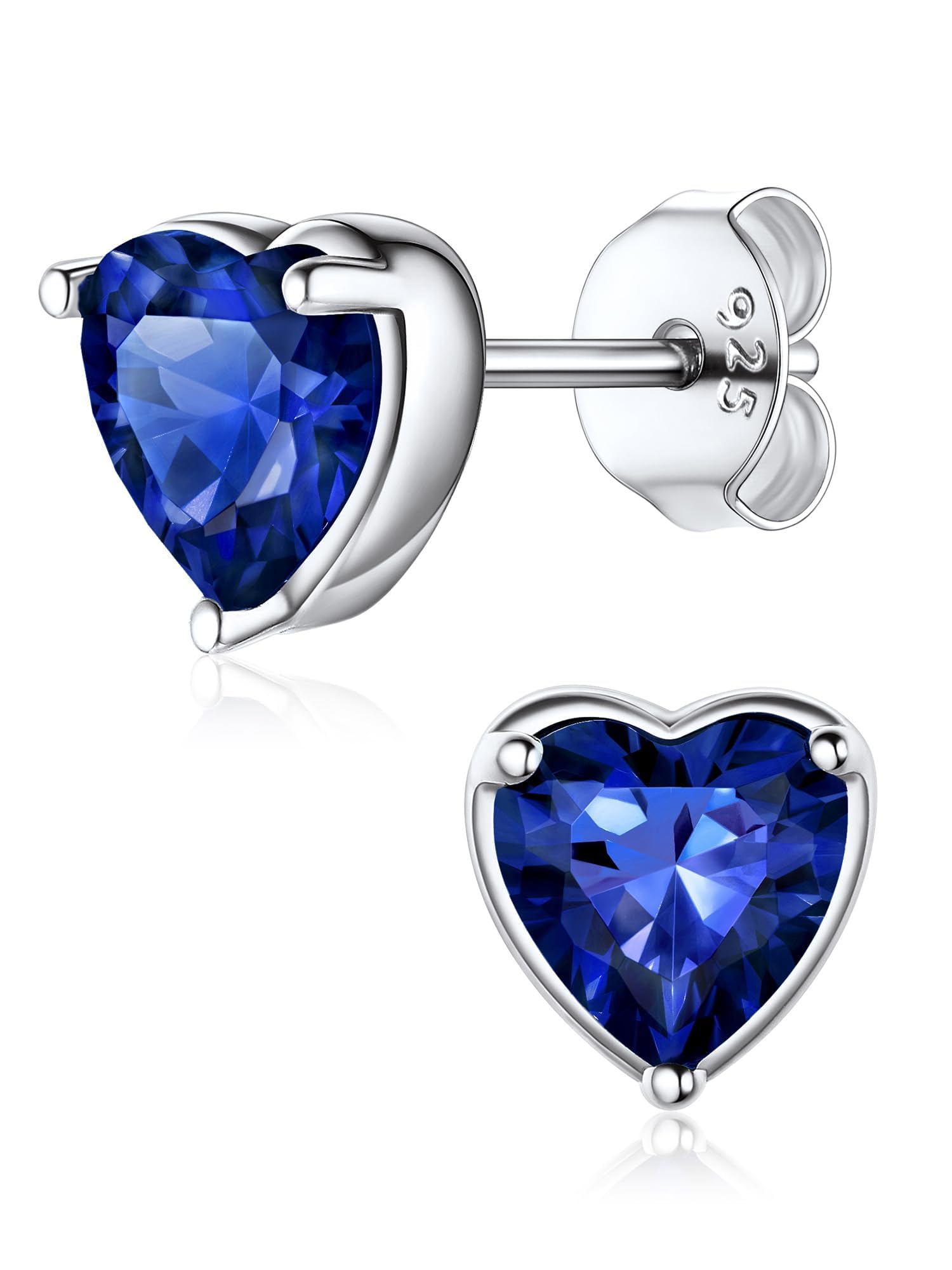 925 Sterling Silver Earrings Sparkling Heart/Round/Princess Cut Birthstone Earrings for Women Birthday Jewelry with Gift Box
