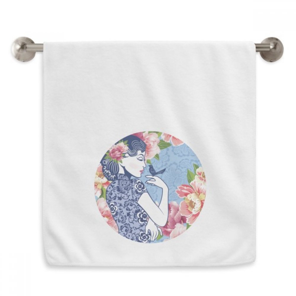 Serviettes moelleuses 13X29 Pouces à motif fleur et oiseau style chinois
