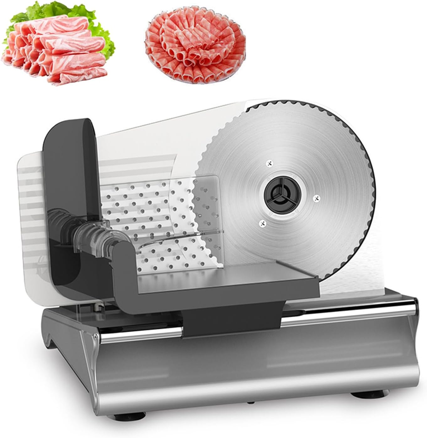 200W Electric Meat Slicer, Commercial Deli Meat Cutter, with Removable Stainless Steel Blades, 0-15mm Thickness Adjustment, for Meat, Cheese, Bread