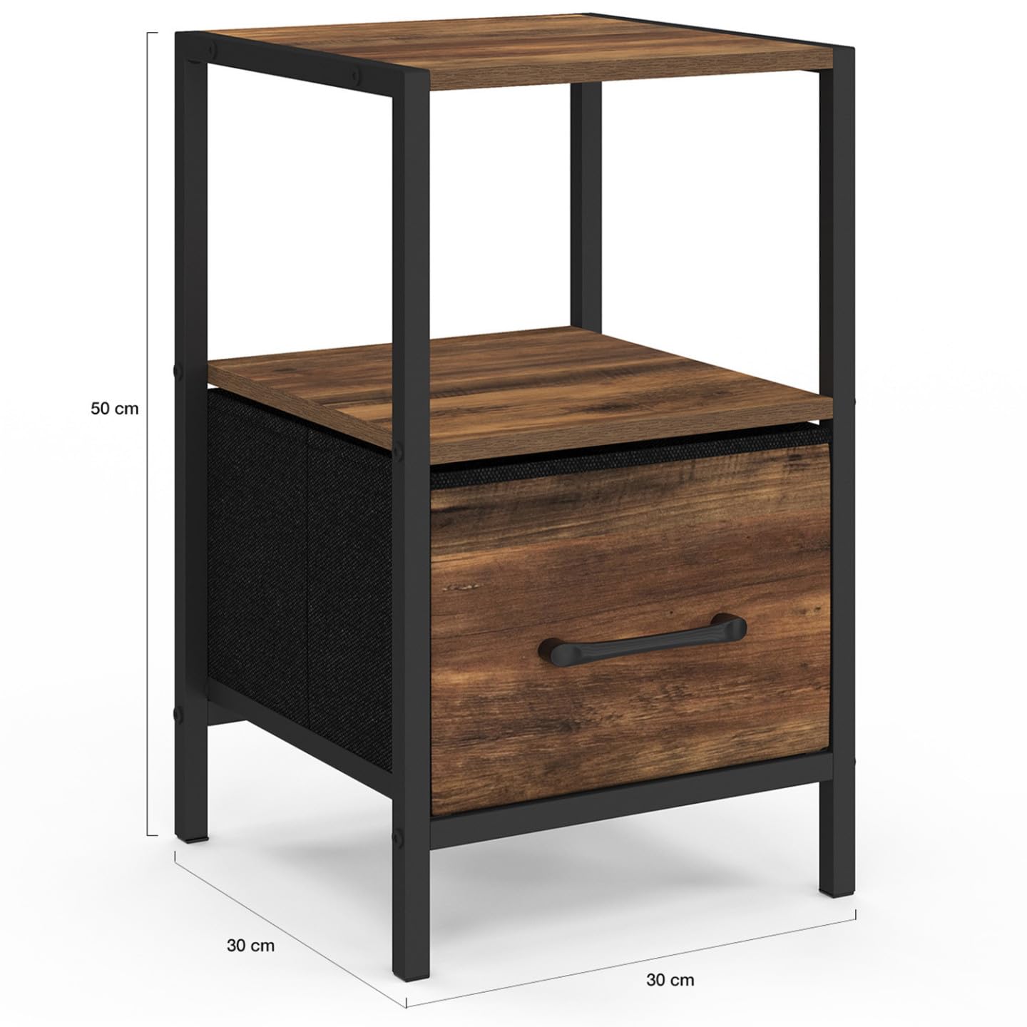 IDMarket - Lot de 2 Tables de Chevet Utah 1 tiroir et 1 Niche Effet Hawkins