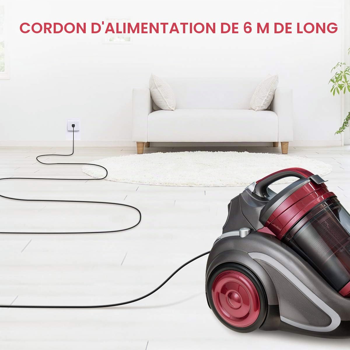 OZEANOS Multi-Cyclonic Aspirateur sans Sac, Capacité 4 L, Haute Performance, Moteur Basse consommation, Compact, Brosse parquet