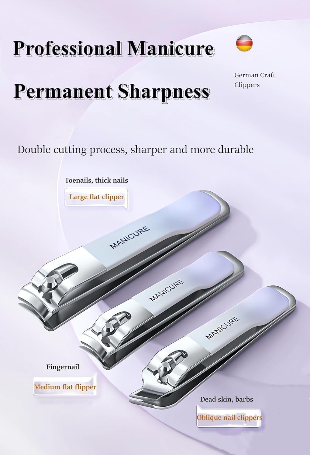 TAKASH 4-Piece Nail Cutter Kit Set – Stainless Steel Nail Clippers for Fingernails & Toenails – Compact Manicure Pedicure Set for Men & Women – Travel-Friendly Grooming Kit 4