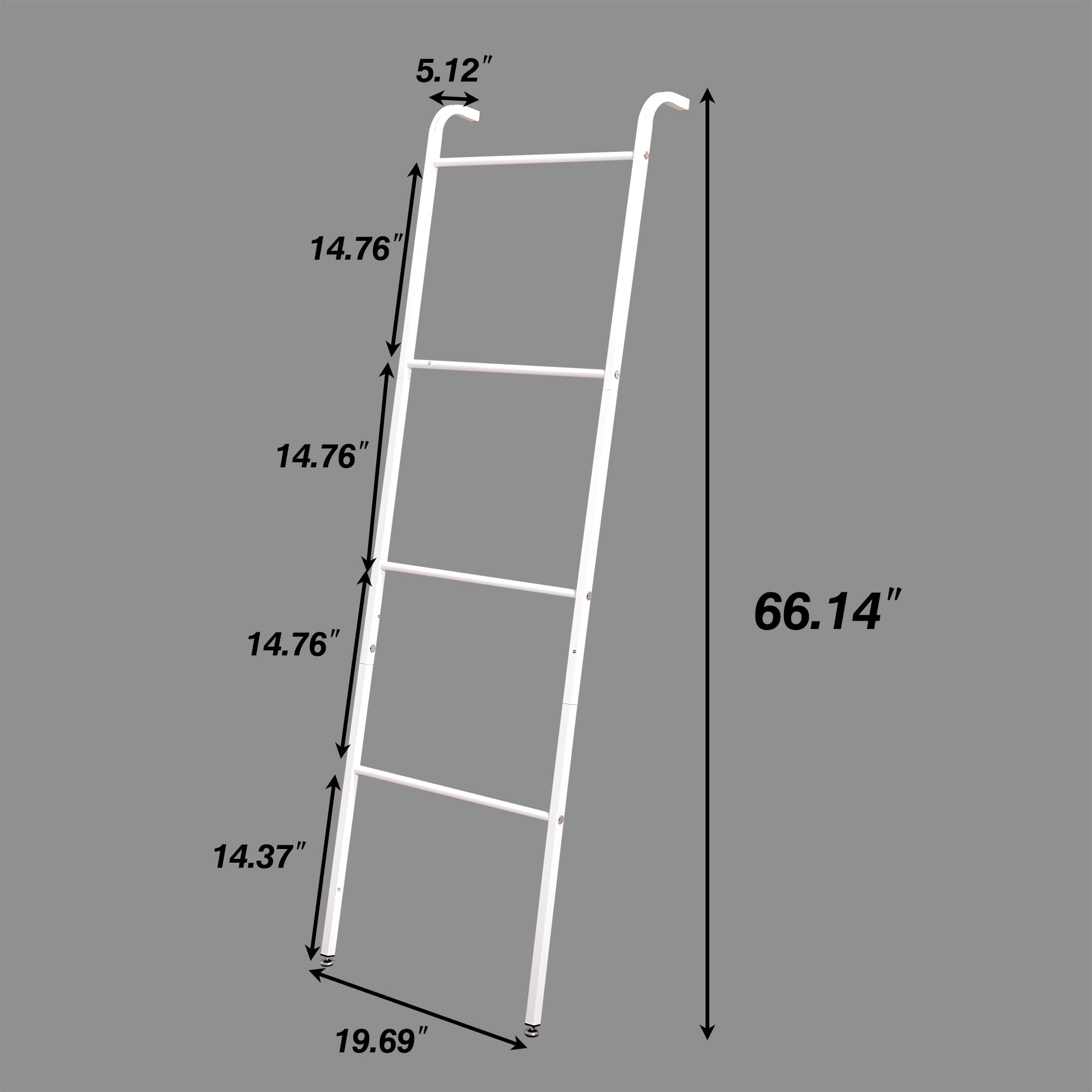 Porte-serviettes blanc à 4 niveaux, Porte-serviettes mural décoratif en forme d'échelle pour serviettes de plafond, salle de bain, chambre à coucher, salon