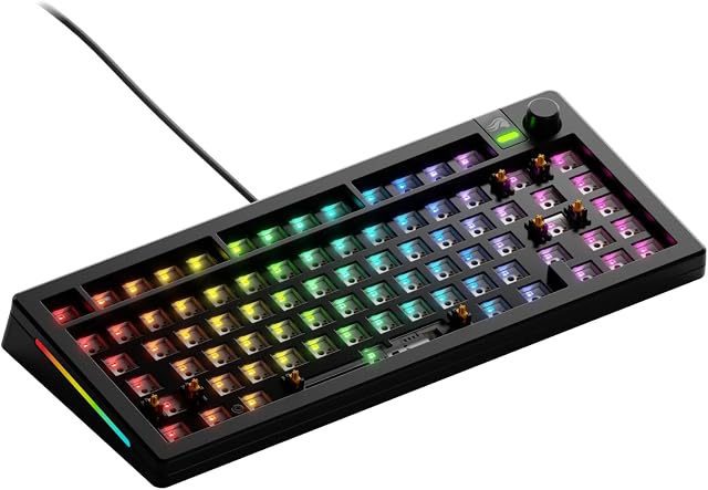 Glorious Gaming - GMMK 3 Barebones Custom Gaming Keyboard, 75% TKL Mechanical Keyboard, Modular Gasket System, Hotswappable MX 5-pin, Sound Dampening Foam, Aluminum Switch Plate, ANSI (Black)