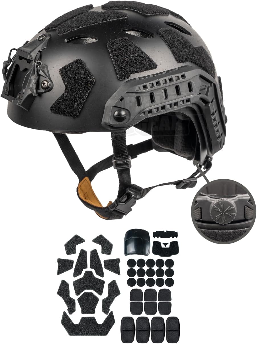 SF Right Angle Vent Hole Fast Helmet, Surface Sandblast Treatment, not Reflective ABS Tactical Helmet for Airsoft, and Outdoor Sports, Lightweight and Adjustable