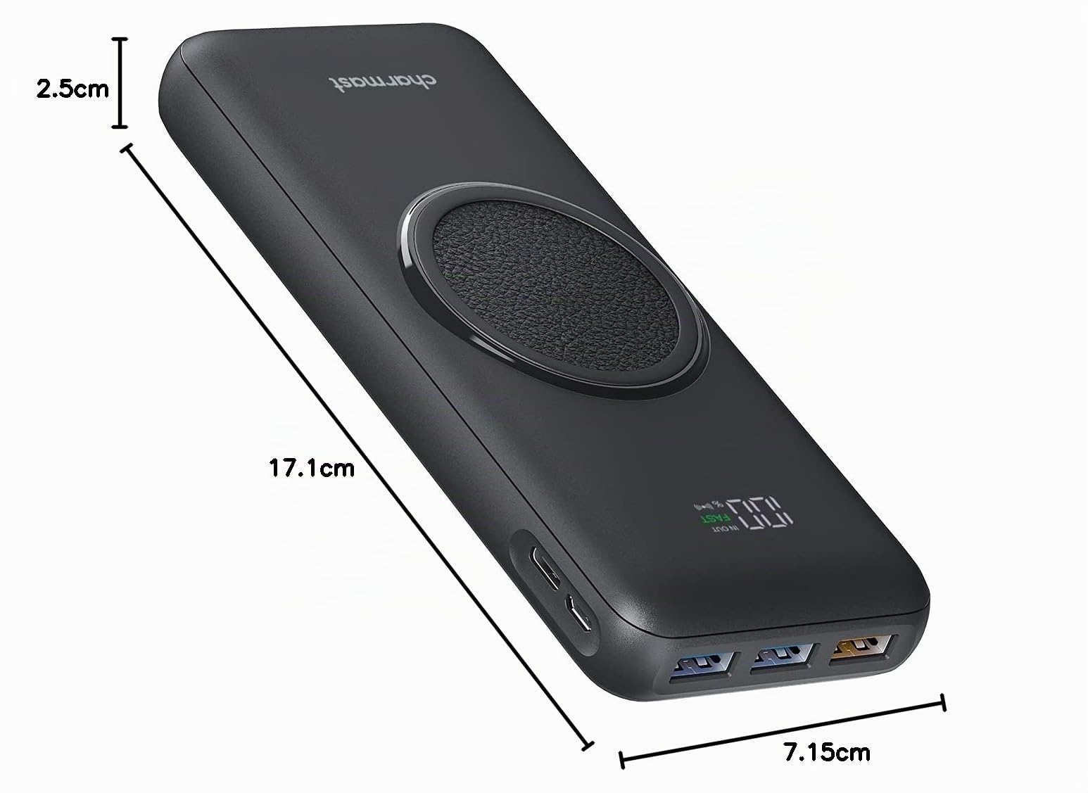 Charmast Power Bank Wireless 15W 20000mAh, 22.5W USB A & 20W USB C