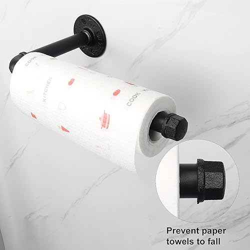 Miniatura 3 de Toallero de papel de cocina de tubo de hierro industrial, estilo vintage, granja, resistente, rústico, industrial, para montaje en pared, para