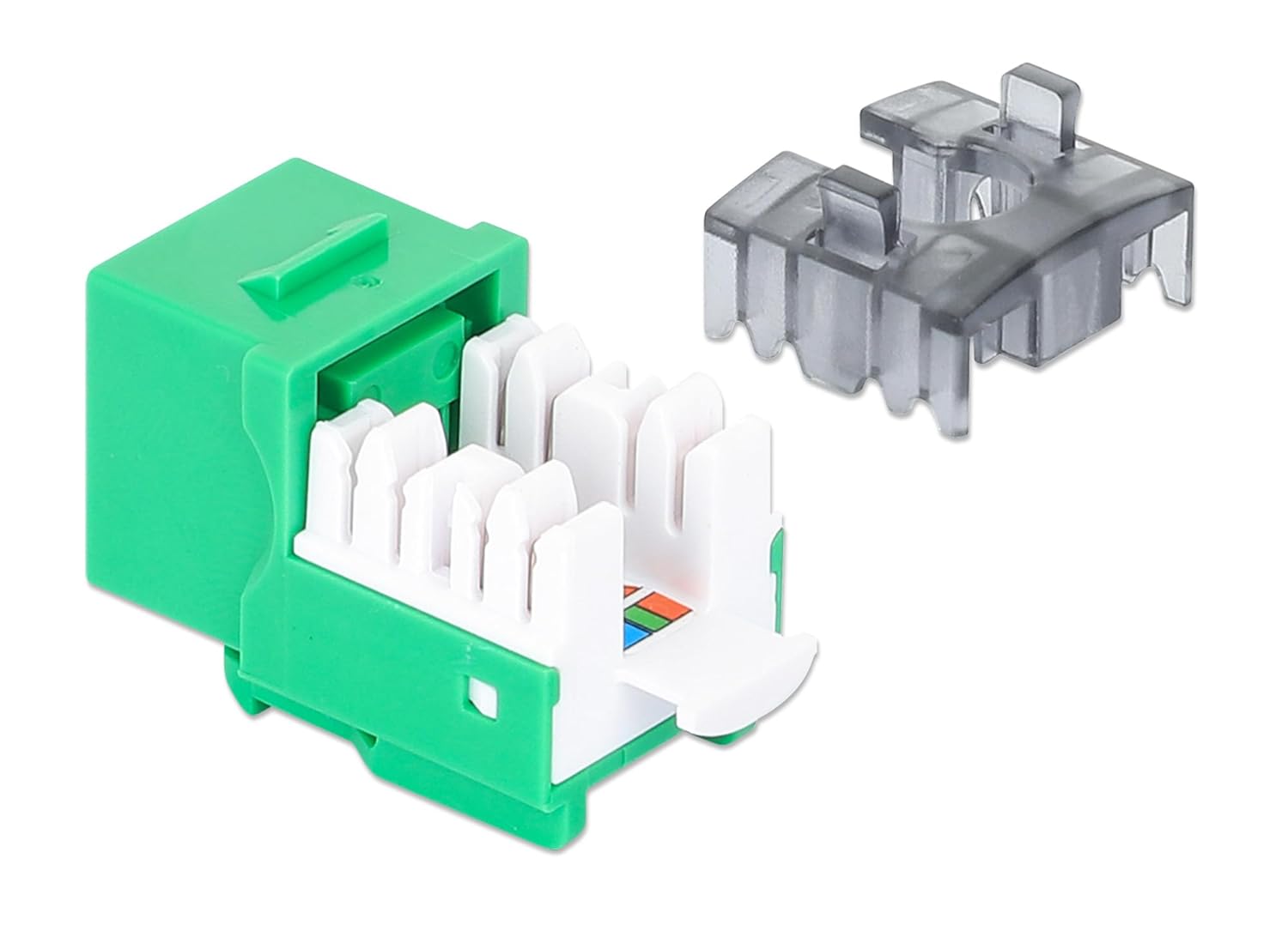 Intellinet Cat6 Keystone Jack with Punch-Down Stand –25 Pack - UL Listed – RJ45 Female Modular UTP Ethernet Jack Insert -25 Dust Covers and Cable Ties Included–Lifetime Mfg Warranty– Green 772143