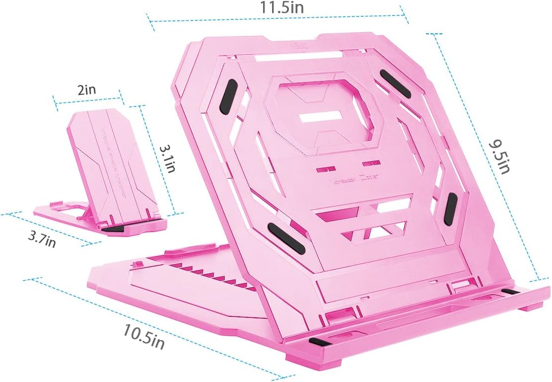 Drawing Tablet Stand, Laptop Foldable Stand for Tablet Display, 9 Levels Adjustable Angles with a Built-in Phone Holder, for 12-17 inch Drawing Tablet, Smartphones