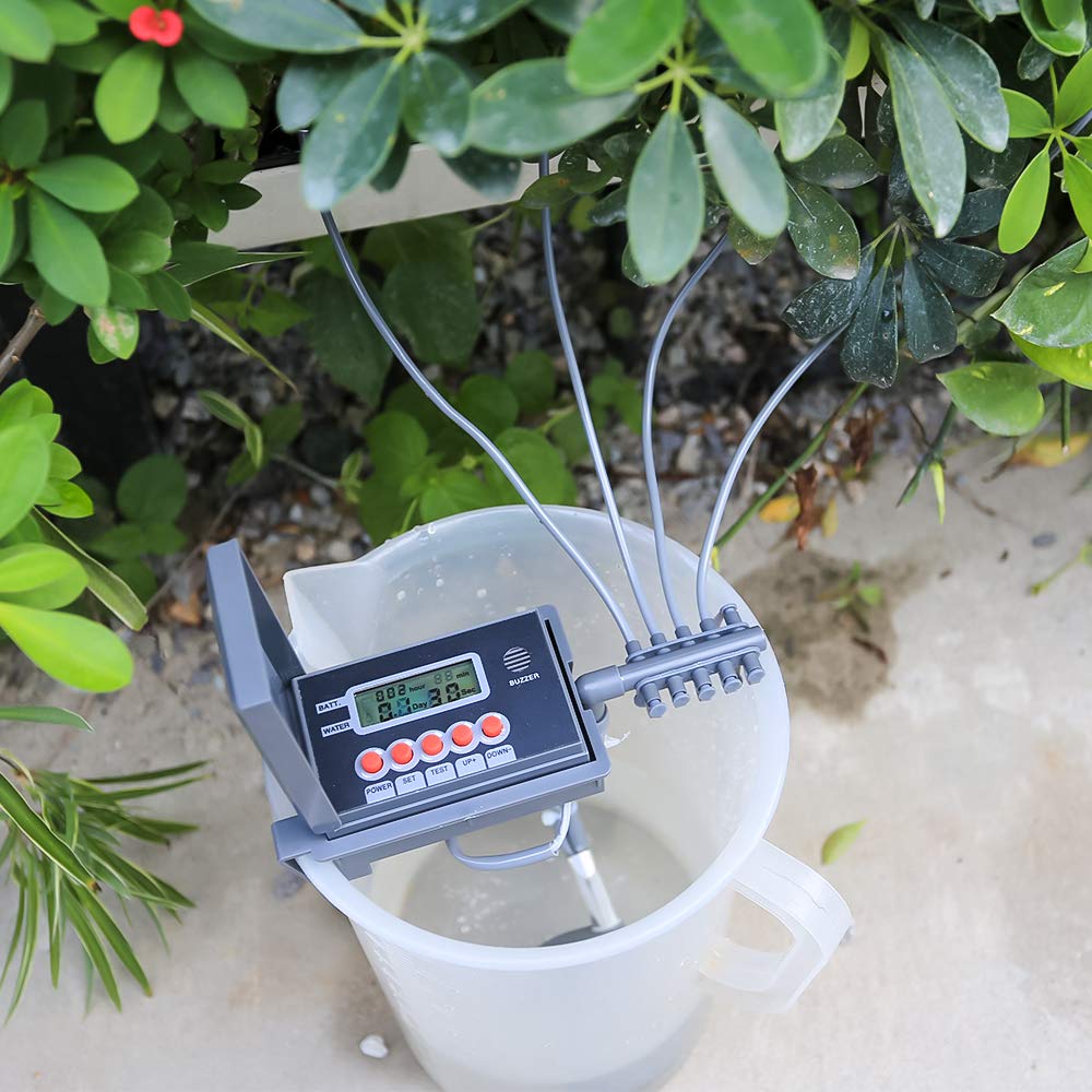 10 Plantas Temporizador de riego Inteligente con Sistema de riego automático Controlador de riego por Goteo, Gris