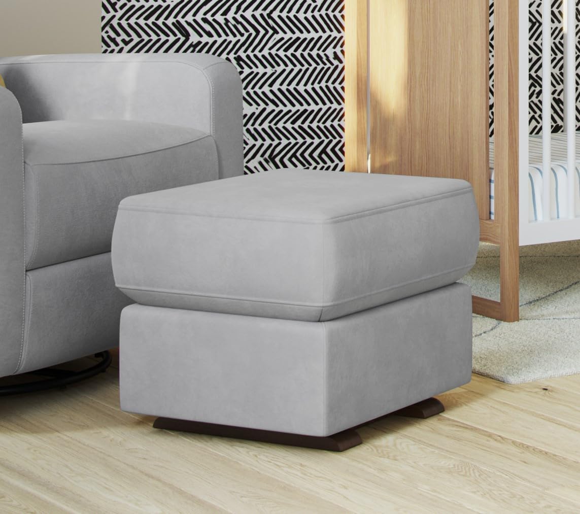 Gray Cotton Blend Gliding Ottoman Footstool