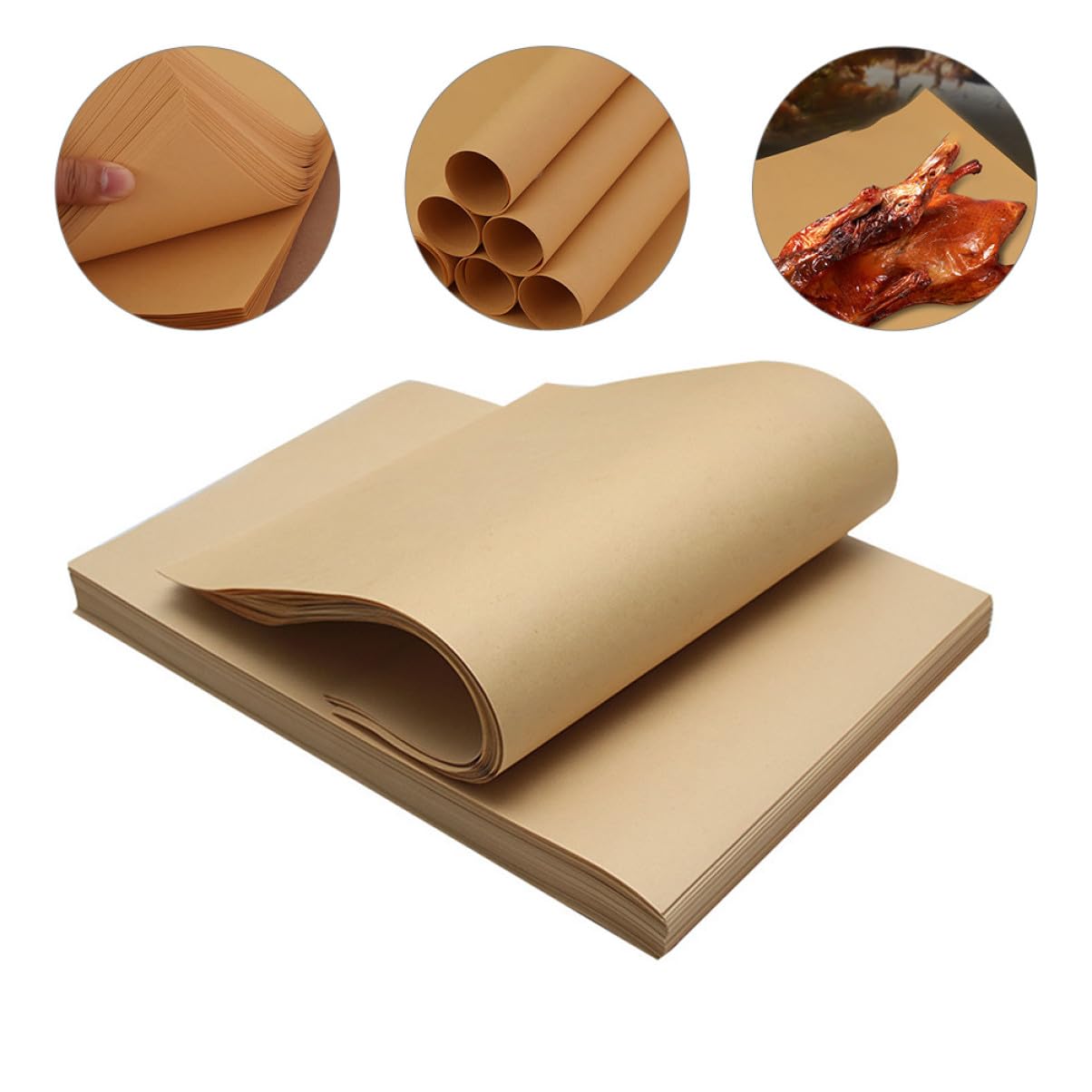 Cabilock Papier D'emballage Alimentaire Khaki 300 Feuilles Papier Sulfurisé sans Odeur Désagréable Résistant la Graisse pour Emballage Sandwich et Charcuterie