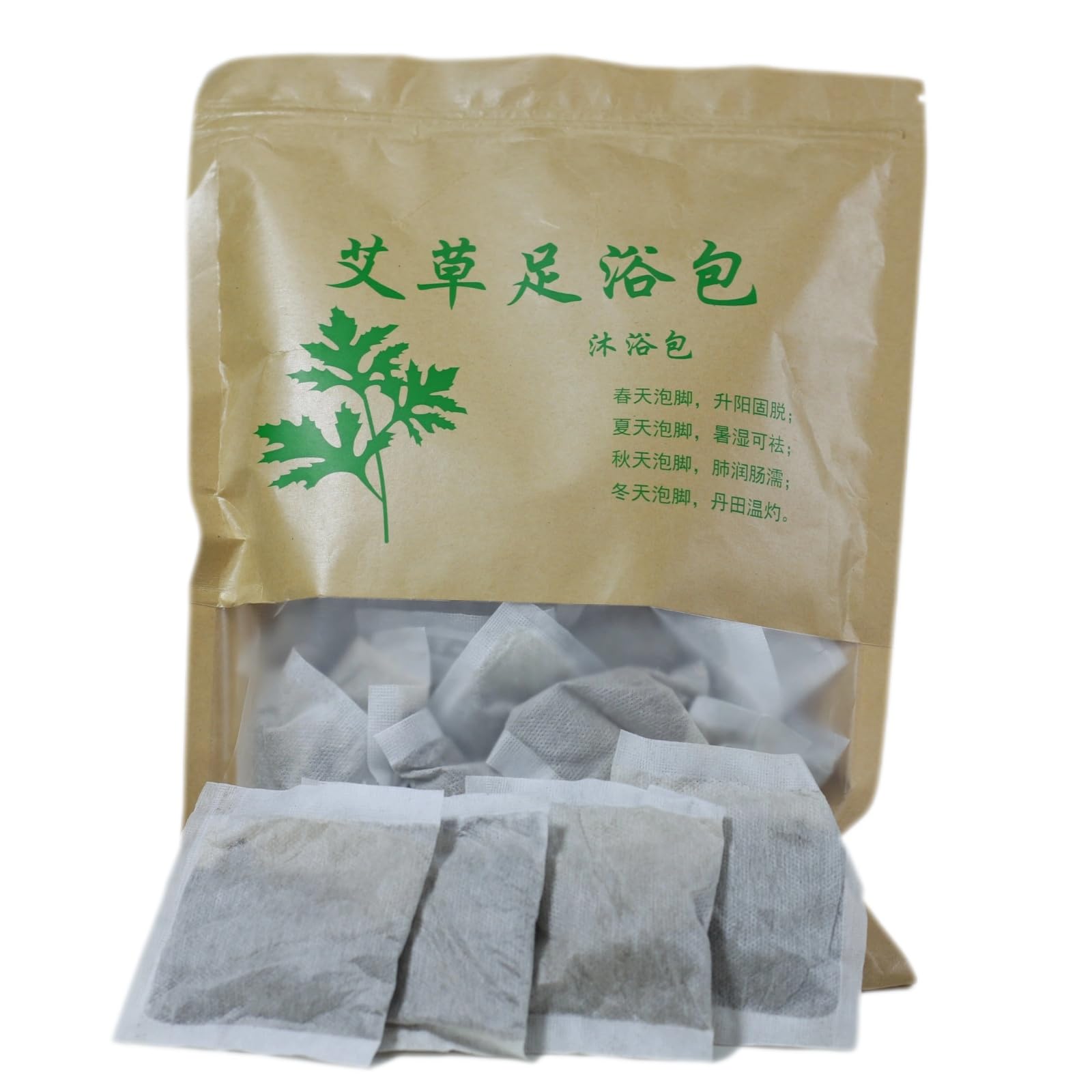 Natural Mugwort Herb Foot Soak Chinese Medicinal Wormwood Foot Bath Herbs Powder Feet Spa Soak Relax 100 Bags 艾草足浴泡脚药包粉