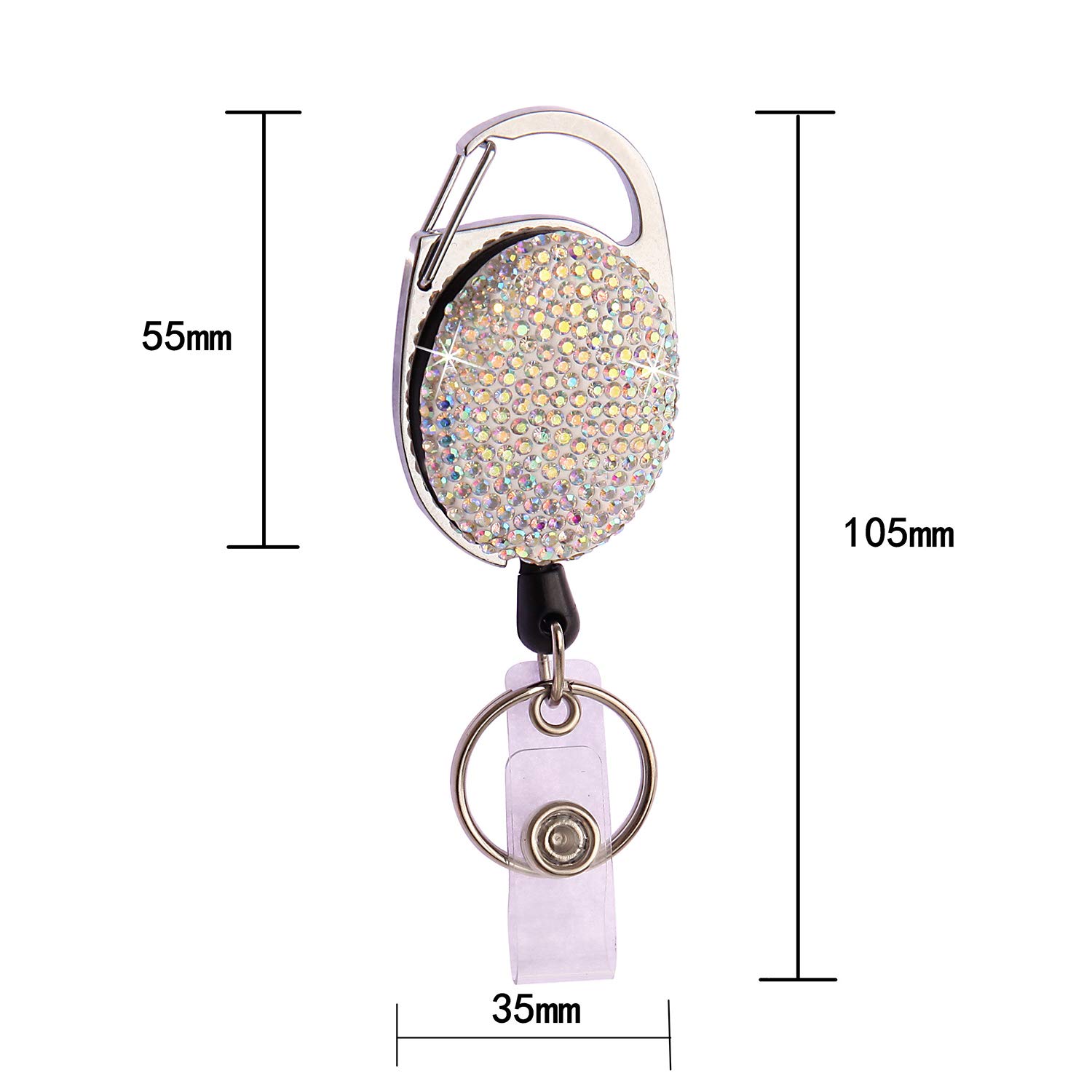 Intrekbare Badge Houders Badge Clip ID Kaarthouders Glitter Pailletten Spot Print Leuke Verpleging Badge Reel Tactische ID Badge Reel met 22,8 inch Intrekbaar koord voor Sleutelnaam Kaarthouder
