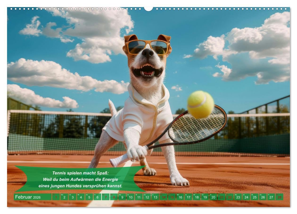 Der tierisch lustige Tennis-Kalender (hochwertiger Premium Wandkalender 2026 DIN A2 quer), Kunstdruck in Hochglanz: Ein Muss für alle Freunde des ... Lächeln beginnen wollen (CALVENDO Sport)
