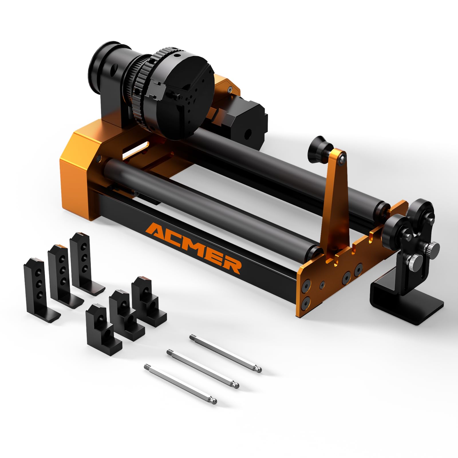 ACMER M4 Rouleau rotatif laser rotatif à axe Y 360° avec espace de gravure de 3 à 150 mm, pour objets cylindriques et bagues, convient pour ACMER et la plupart des graveurs laser