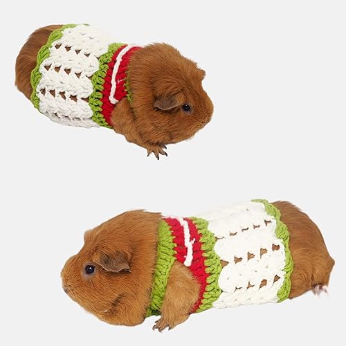 Guinea Pig Sweater - Hand Knitted Wool Yarn Sweater for Hairless Skinny Pig Winter Warm Vest Small Animal Clothes Halloween Costume Christmas Outfit for Bunny Kitten Puppy Chihuahua