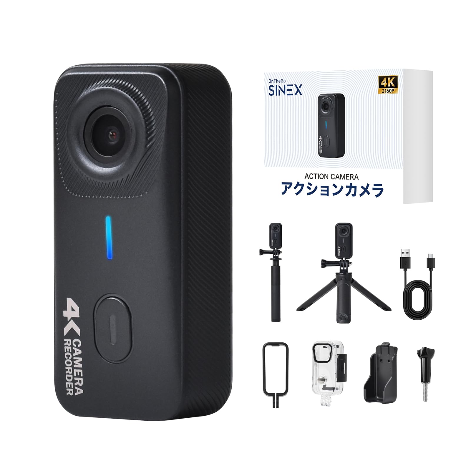 SINEX 4Kアクションカメラ ウェアラブルカメラ 小型 38g超軽量 手ぶれ…