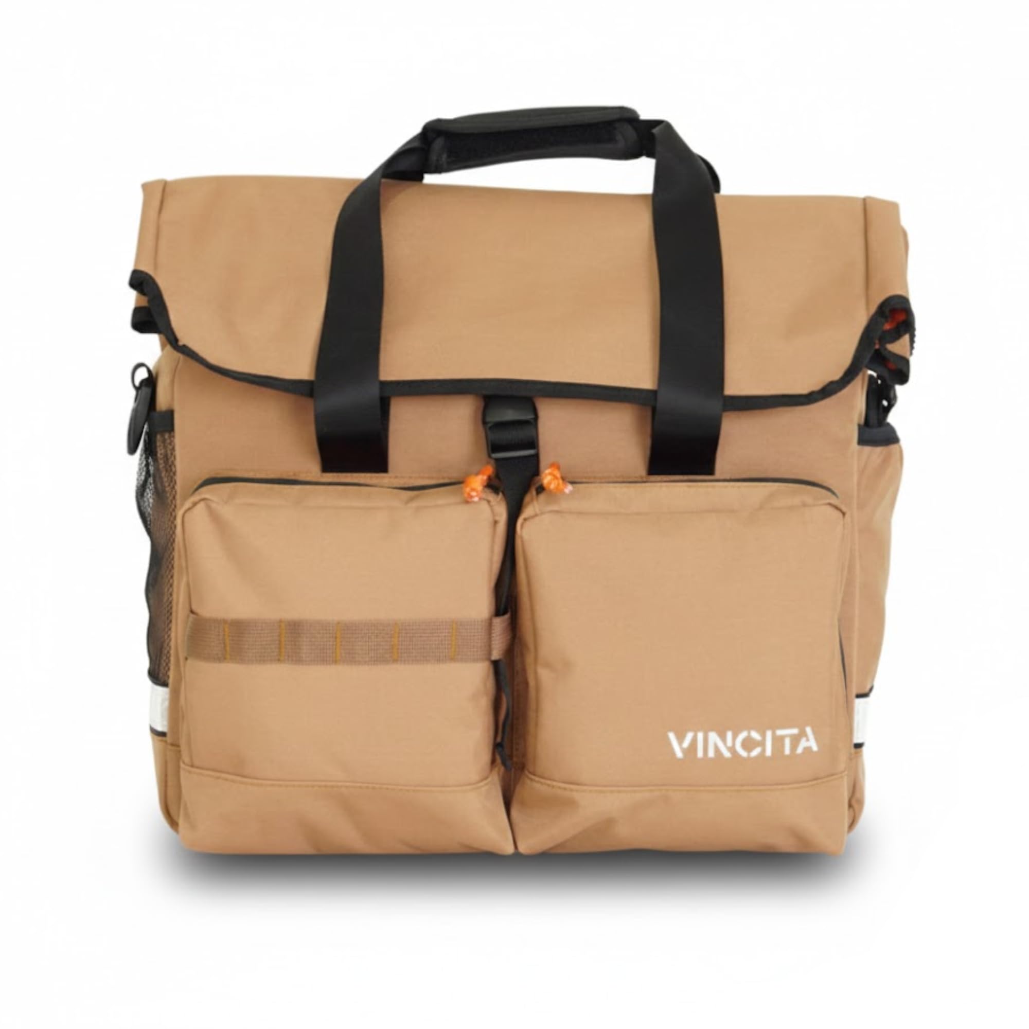 Vincita Voyage Atlas Bag for Brompton Folding Bicycle with Removable Front Carrier and Rain Cover (Original Brompton Front Block, Brown)