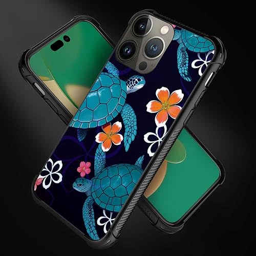 Miniatura 3 de Funda compatible con iPhone 13 Pro, diseño de tortuga y flores, a prueba de golpes, antiarañazos, carcasa trasera de policarbonato duro para iPhone
