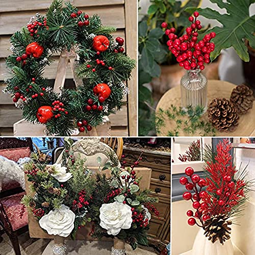 30 Pcs Artificial Holly Berries Christmas Winter Fake Berries,8.1 inch Artificial Red Berry Stems for Christmas/Winter Flowers Craft Holiday Home Decor