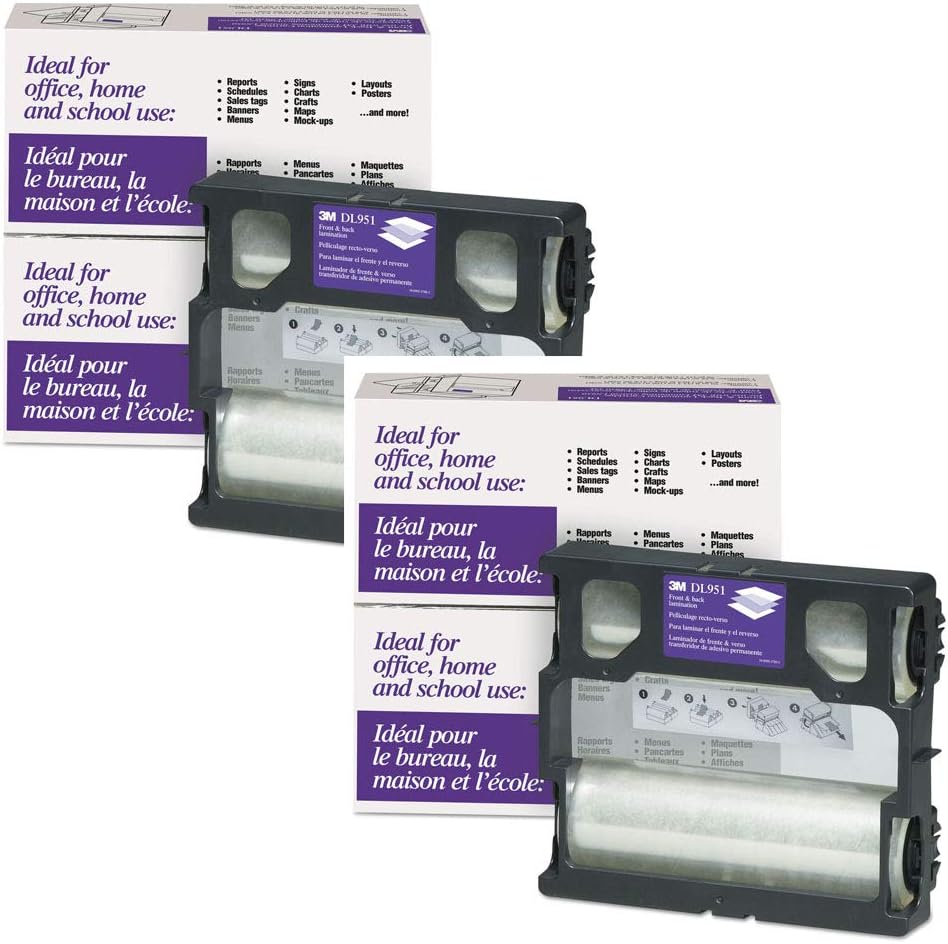 3M Glossy Refill Rolls for Heat-Free Laminating Machines,100ft (Case of 2)