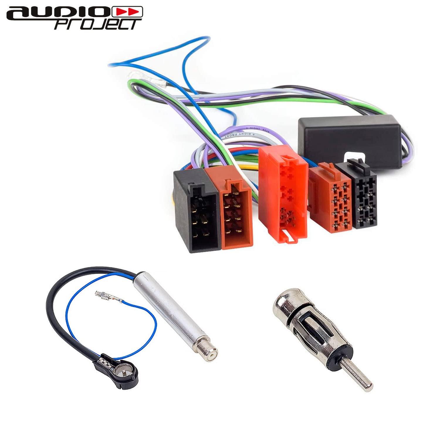 Audioproject A420 - Autoradio Radioadapter SET Aktivsystem Adapter für Audi A2 A3 A4 B5 A6 A8 TT DSP + 2 Antennenadapter DIN ISO