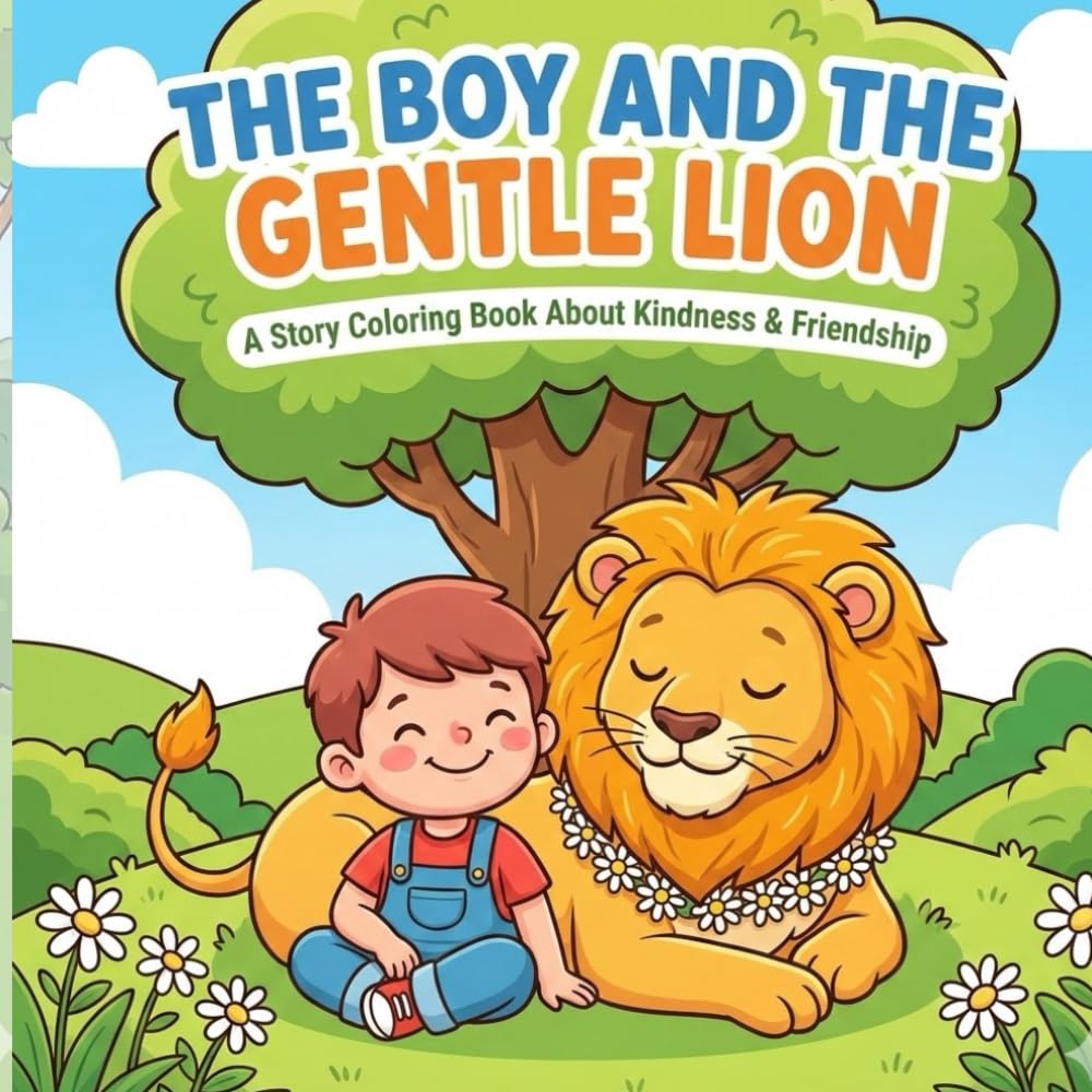 The Boy and the Gentle Lion: A Story Coloring Book About Kindness & Friendship