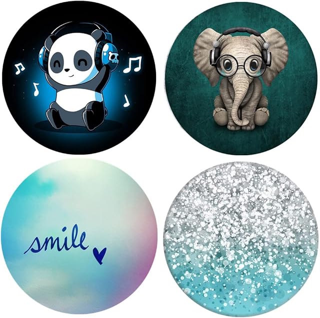 Multi functional Grip Mobile Phone Stand and Finger Holder (4 Pack) - Black Blue Panda Elephant Glitter