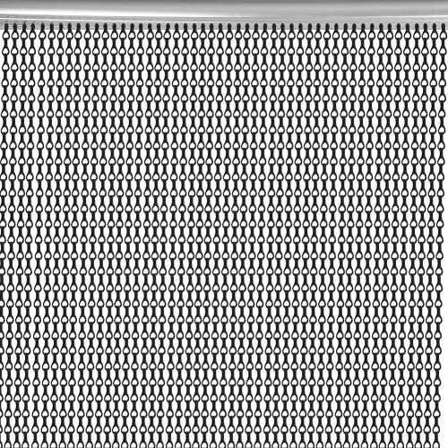 FTVOGUE Metallkette, Kettenvorhang Jalousien Screen Control Schwarz Fliegengitter aus Aluminium kettenvorhang türvorhang für Geschäfte für Wintergärten für Küchen