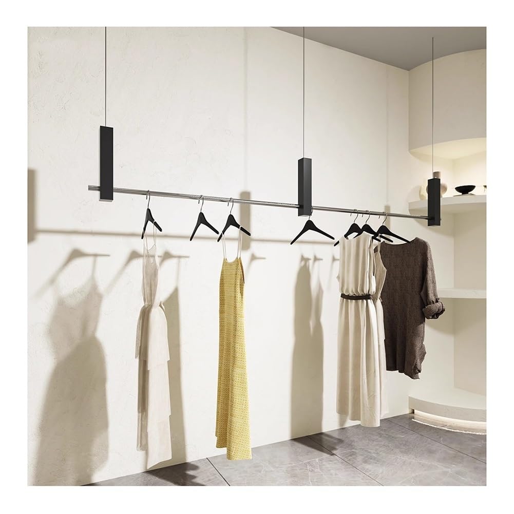 LRZPTDYU Adjustable Height Clothing Store Suspension Rack Retail Display Pipe Shelf for Wedding Dresses Black 180cm Ideal for Store Organization and Showcase