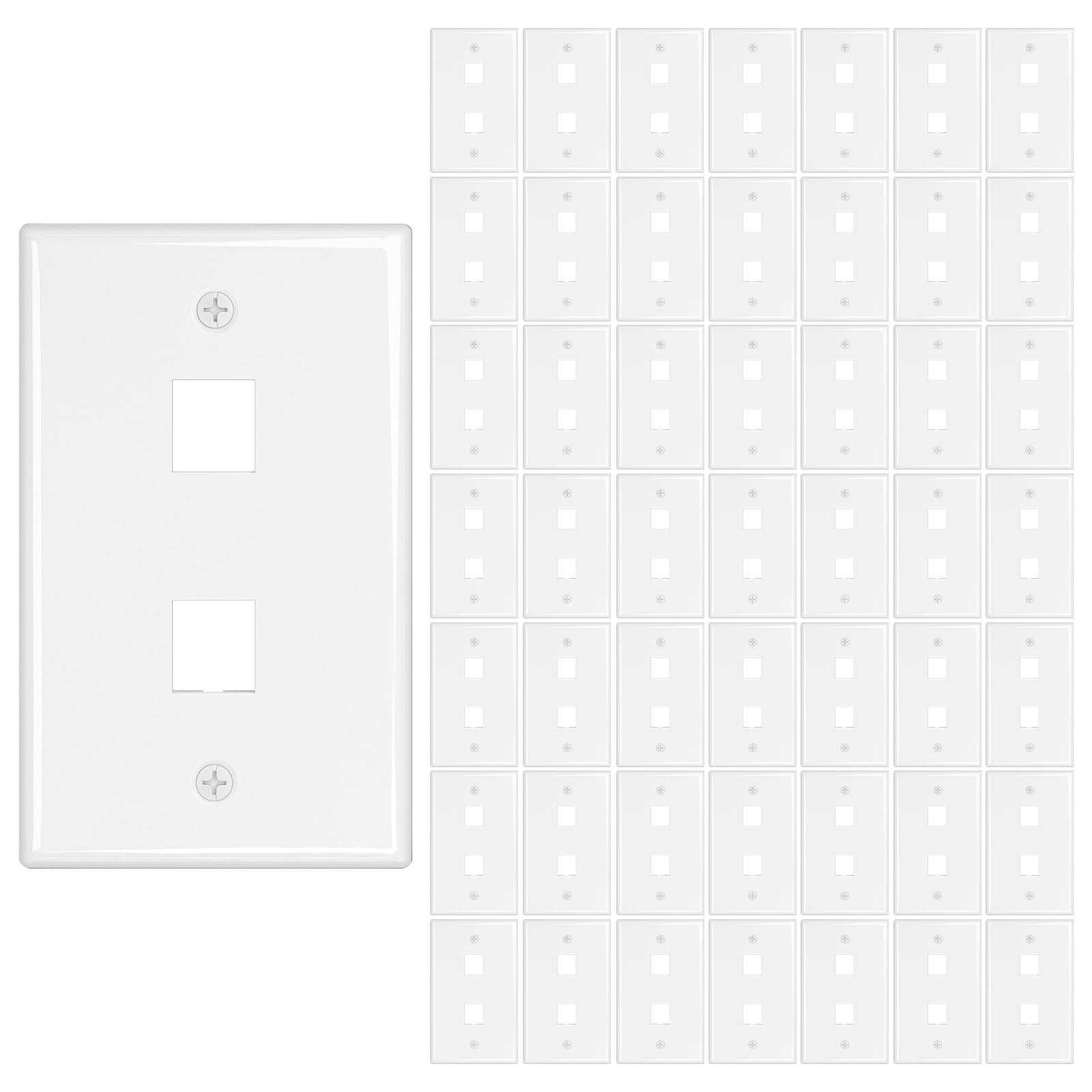 iwillink 2-Port Keystone Wall Plate 50-Pack, Ethernet Wall Plate