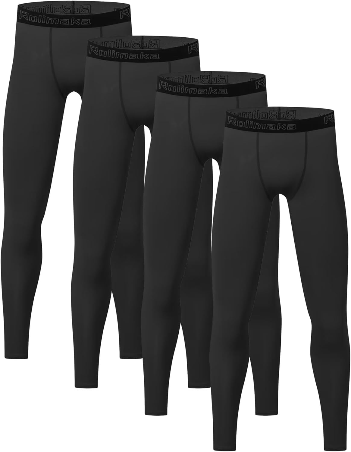 4 or 3 Pack Youth Boys' Compression Leggings Tights Athletic Pants Sports Base Layer for Kids Cold Gear