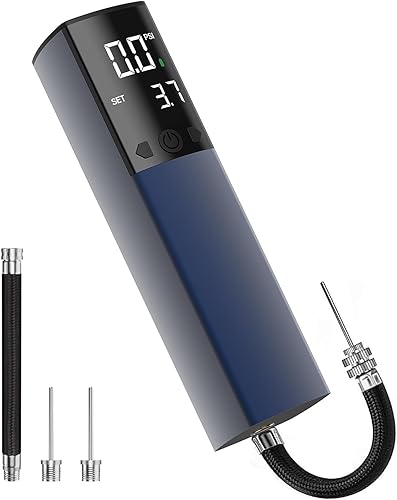 Bomba de aire eléctrica Pumteck, bomba de aire inteligente portátil de inflado rápido con medidor de presión preciso y pantalla LCD digital para