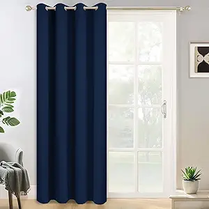 Yakamok Navy Blackout Curtains for Bedroom Window Treatment Boys Girls Kids Bedroom Curtains Thermal Insulated Grommet Blackout Curtain Panels for Living Room - 52" W by 84" L, Navy, 1 Panel