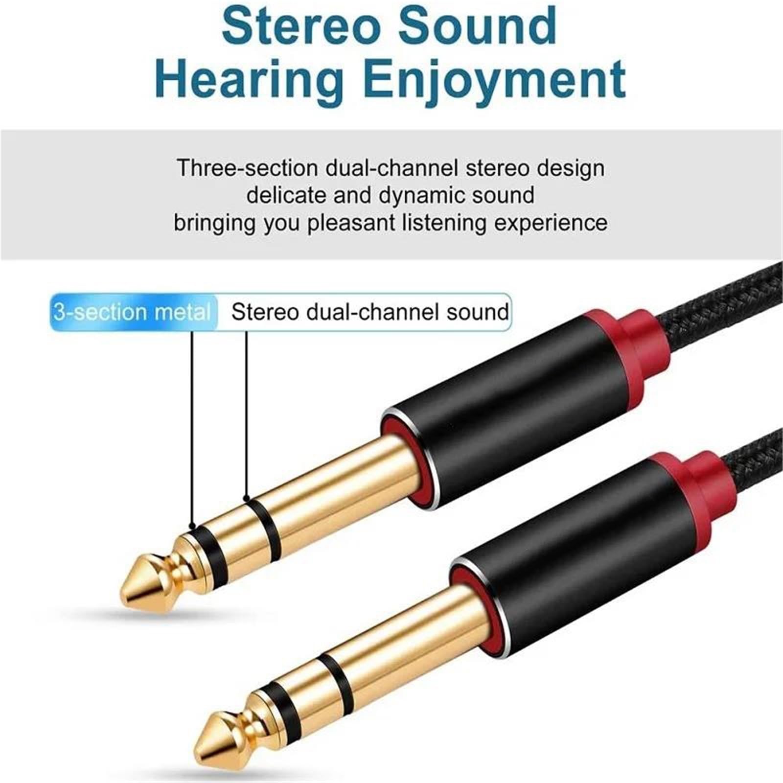Guitar Cable de Audio Cable Estéreo De 6,35 Mm Y 1/4 Pulgada Adecuado Para Guitarras Eléctricas Bajos | Cable de para guitarra(10m)