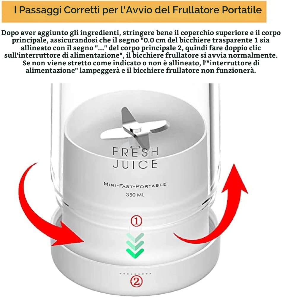 Frullatore Portatile, Shake Mixer, 350ML Frullatore Smoothie Blender Mixer Bottle Smoothie Maker, Frullatore Personale Multifunzionale per Spremute Fresche Miscelatore USB Ricabile Mini Frullatore