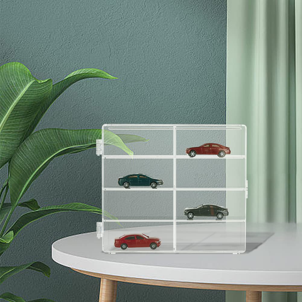 DULRLLY Boîte De Rangement Transparente Pour Voitures Miniatures – Vitrine 8 Places, Acrylique Empilable, Protection Et Exposition